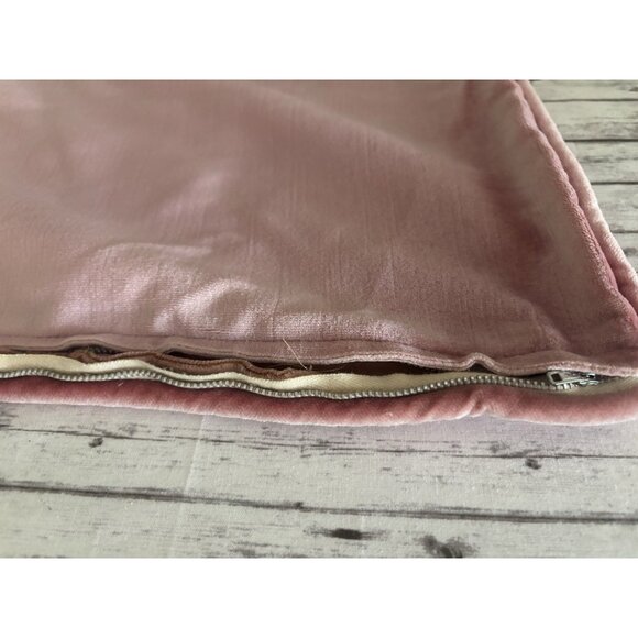Vintage Pink Velvet Decorative Pillow Cover Mid Century Modern 16” Square - Picture 2 of 5